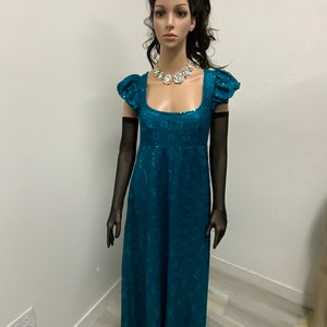 Teal regency/empire waist dress/Bridgerton inspired