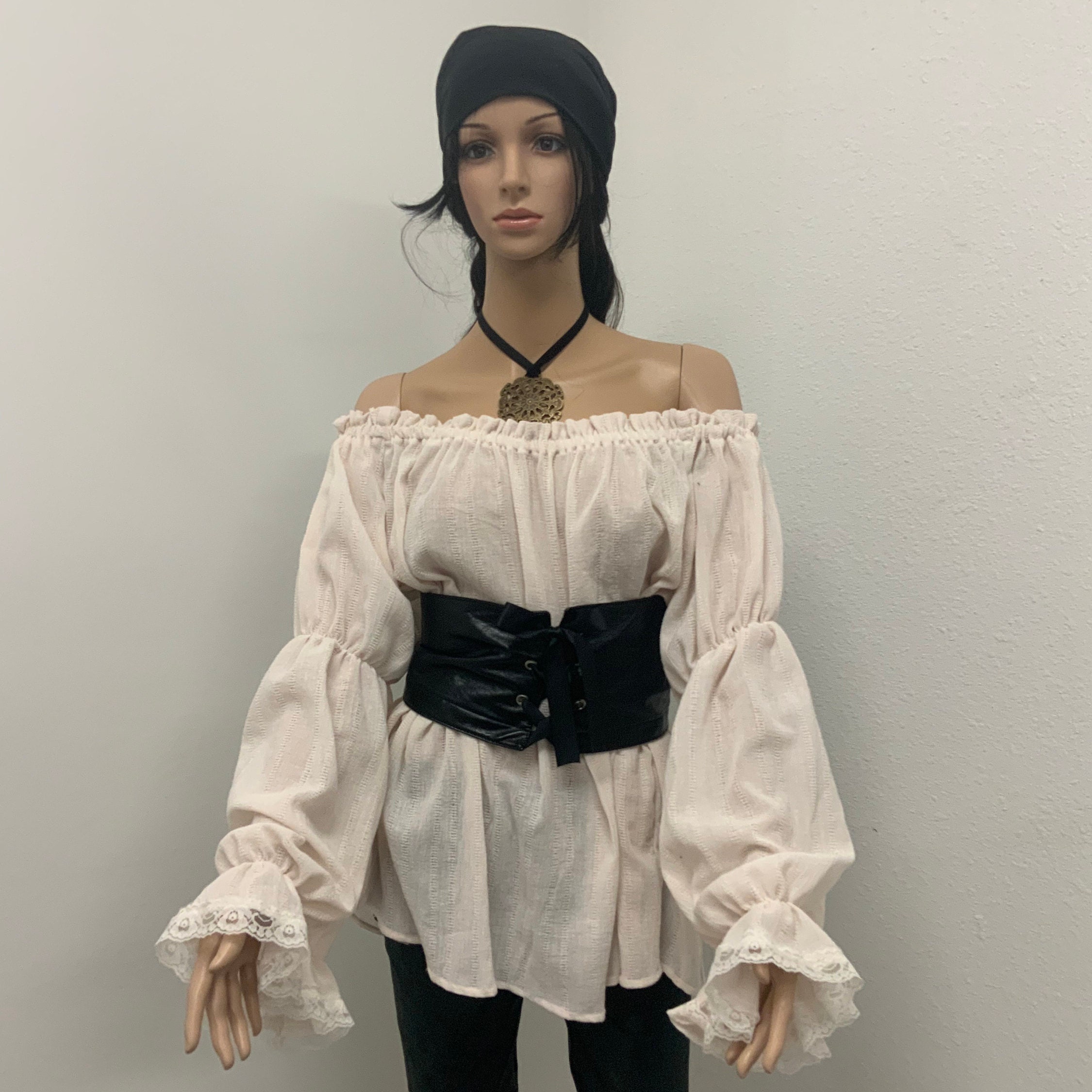 Off the shoulder white pirate clearance shirt