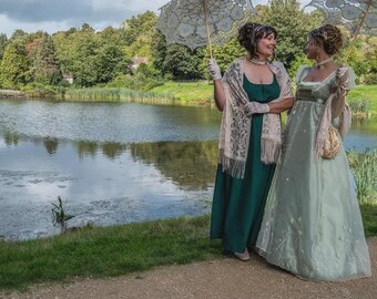 Sage Regency Era gown/empire Waist Dress/Costume