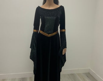 Zwarte middeleeuwse koningin jurk / kostuum / feest / cosplay