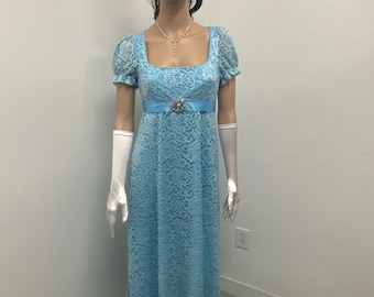 Blue Lace Regency Era dress/gown/costume Bridgerton inspired