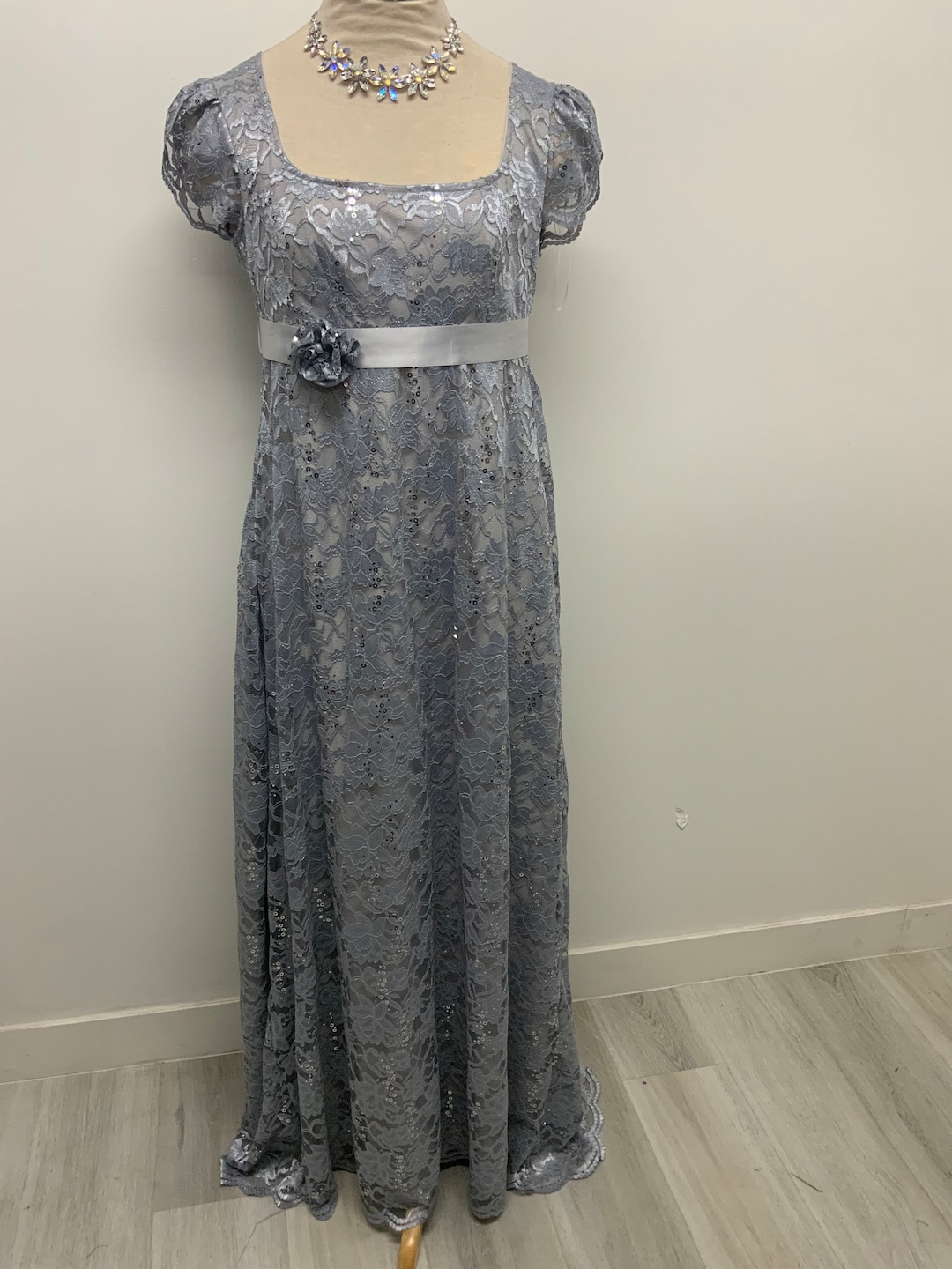 sage green lace bridesmaid dresses Sage Green Long Prom Dress with Lace-Up Beaded Corset Light Sage / 2 main image 0