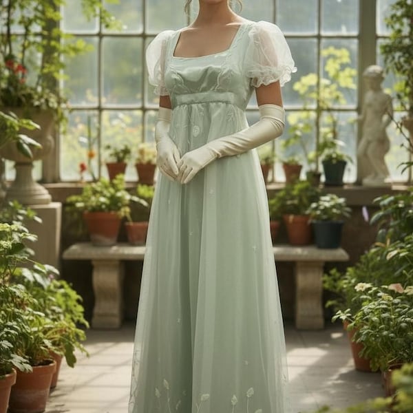 Robe sauge époque Régence/robe taille empire/déguisement