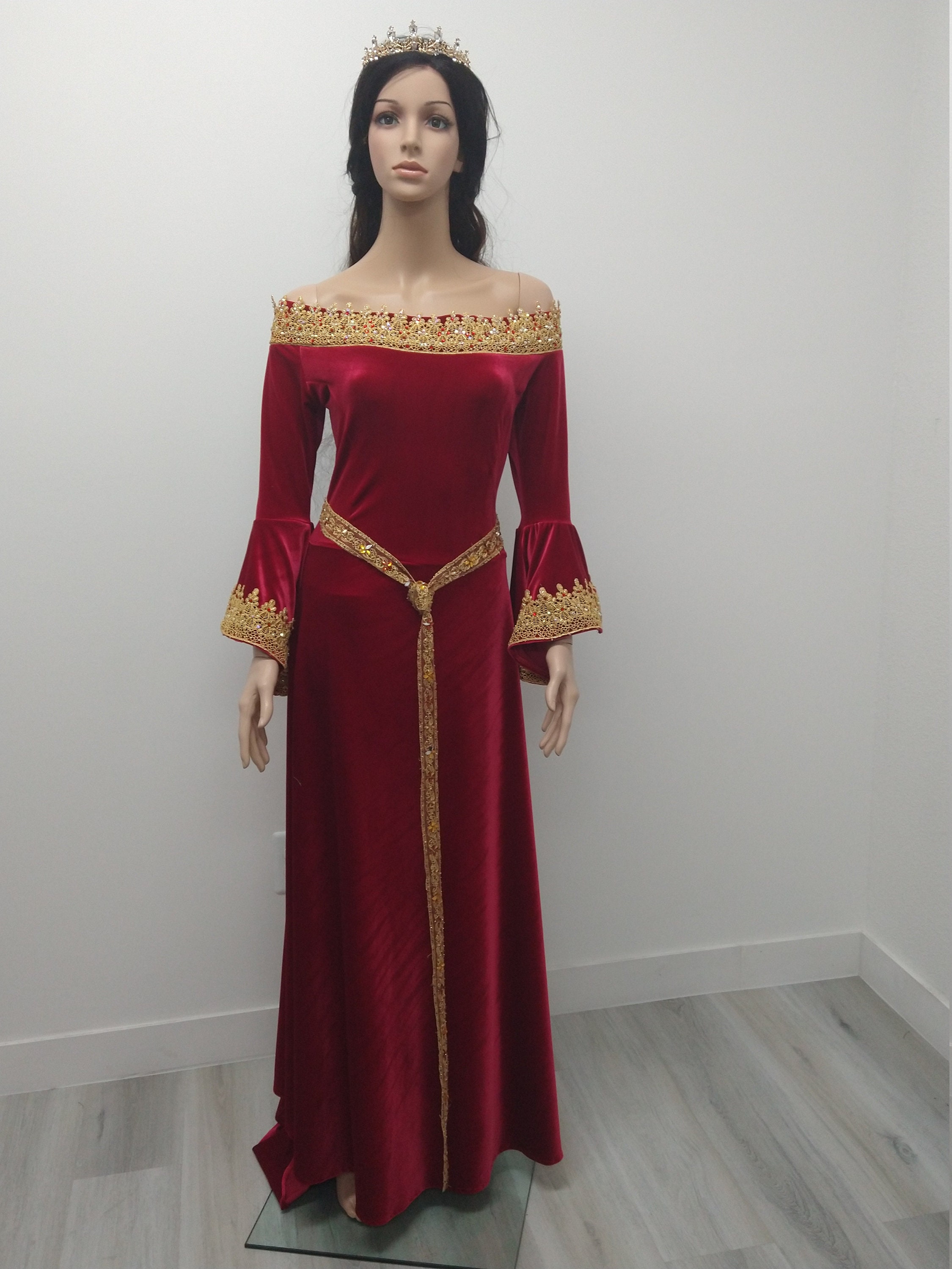 Vestido de reina medieval roja / traje / cosplay -  España
