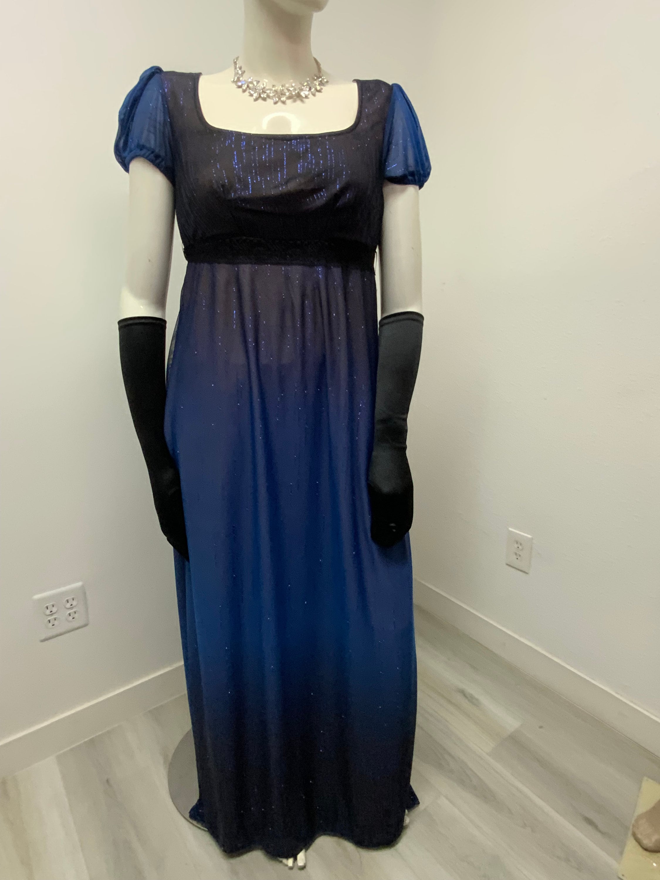 Blue and Black Regency Era dress/ inspired costume/cosplay