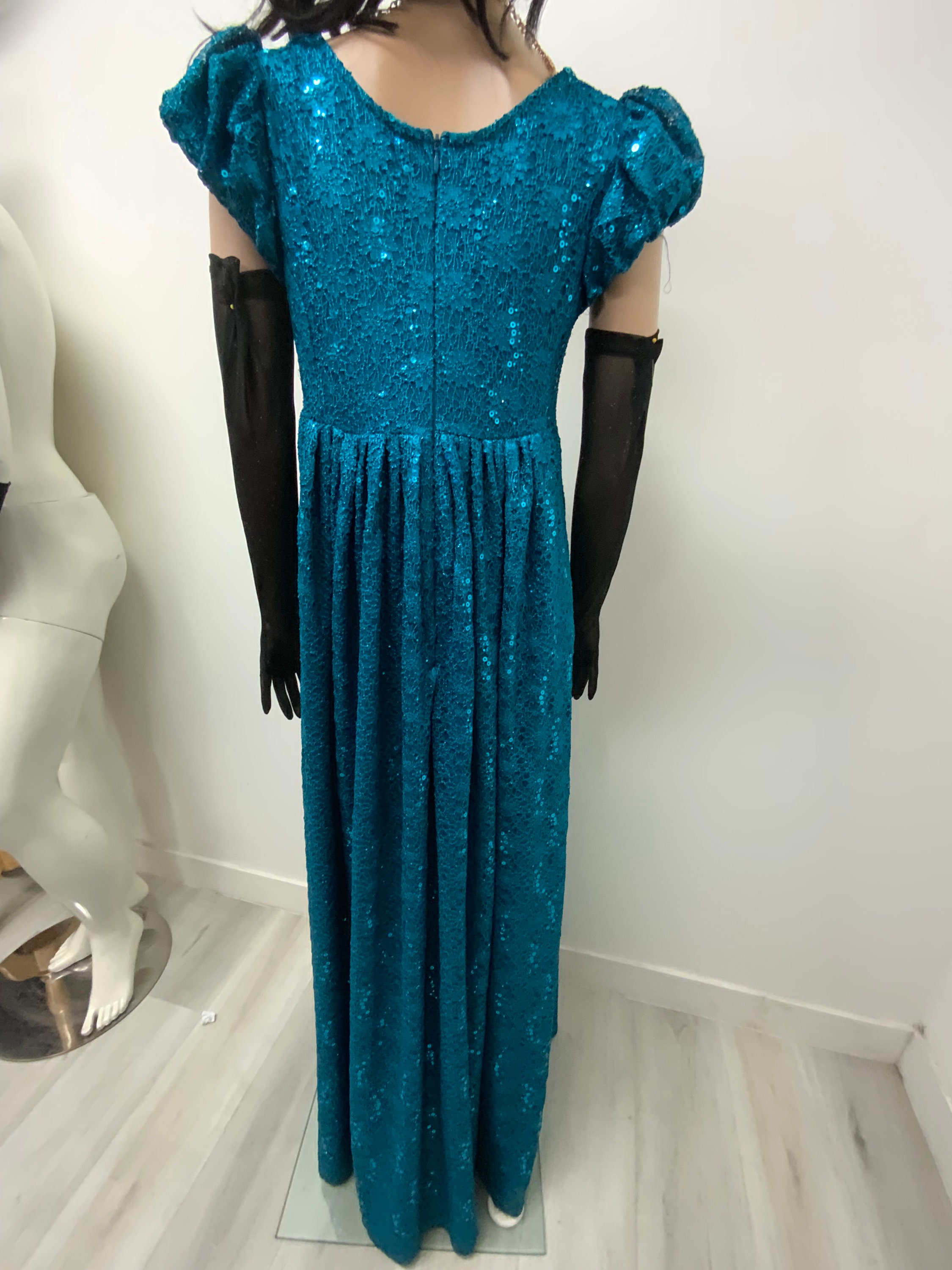 teal empire waist dress Embellished Embroidered Emerald Empire Waist Dress
