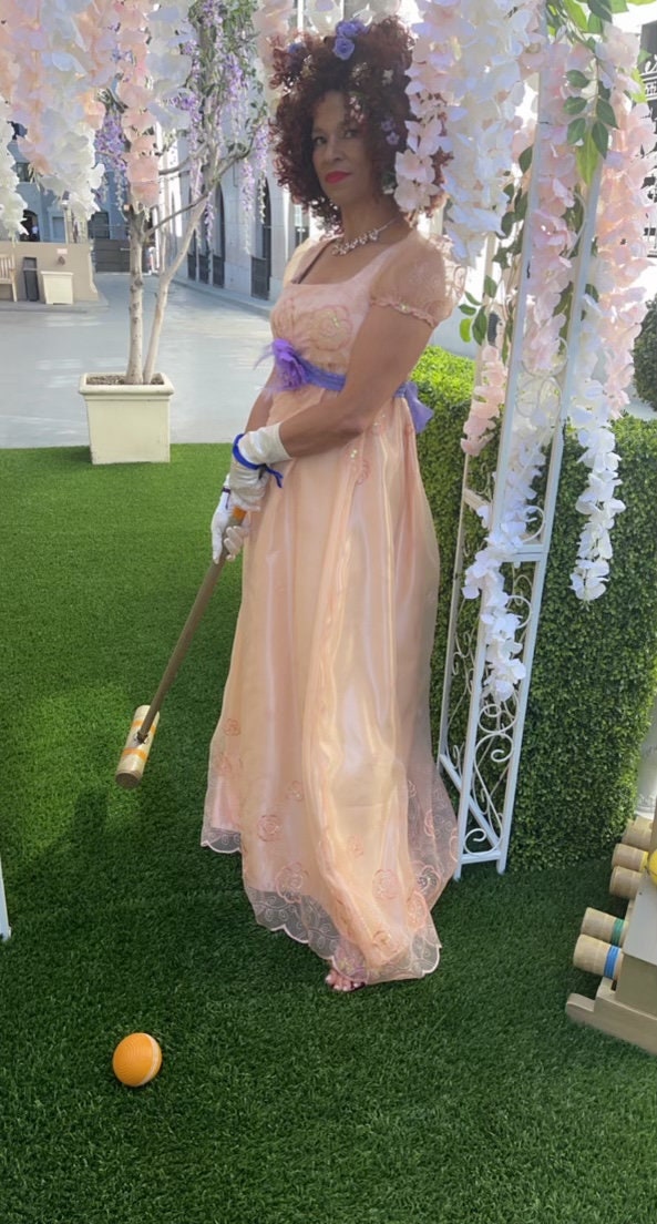 Peach Empire waist Regency style dress/costume/cosplay
