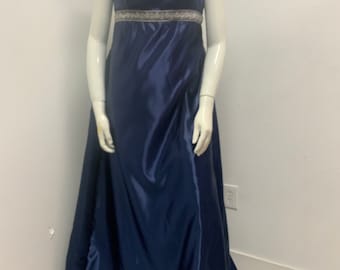 Navy satin Imperial waist/regency era dress/gown