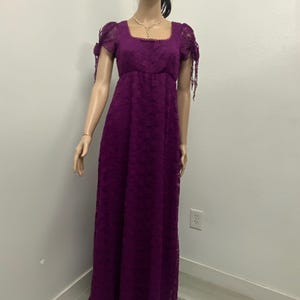 Magenta lace Empire waist Regency style dress /costume
