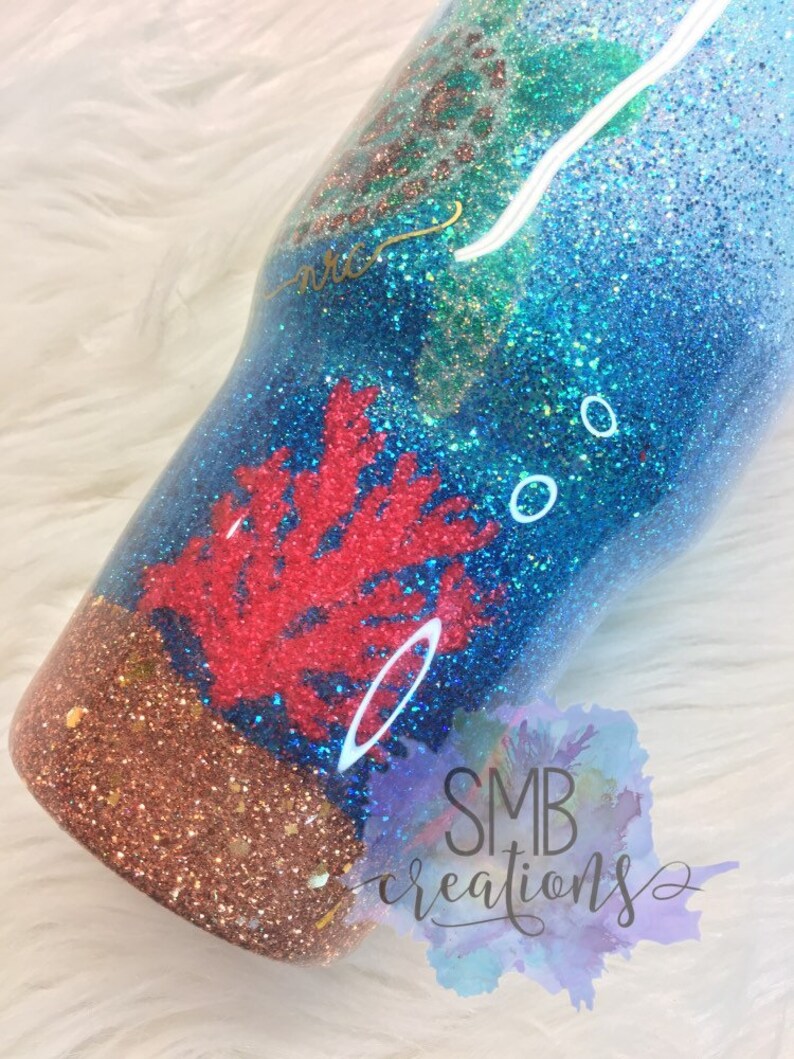 Ocean Scene full glitter tumbler sea turtle dolphin Y ETI Etsy