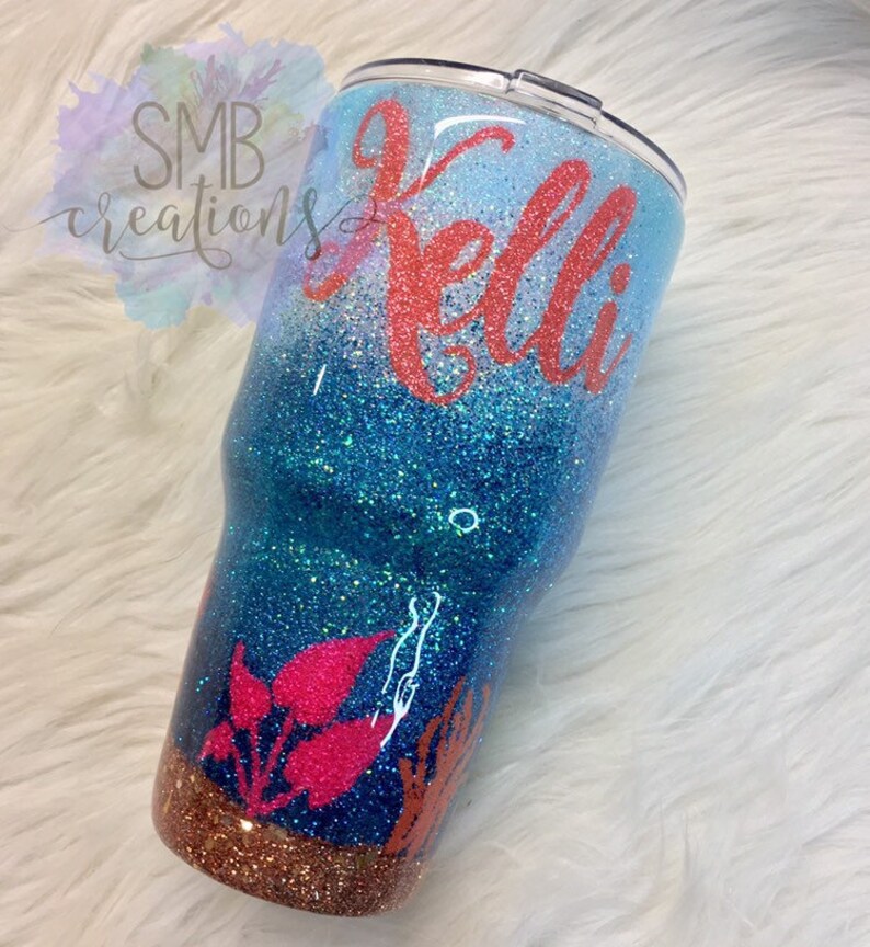 Ocean Scene full glitter tumbler sea turtle dolphin Y ETI Etsy