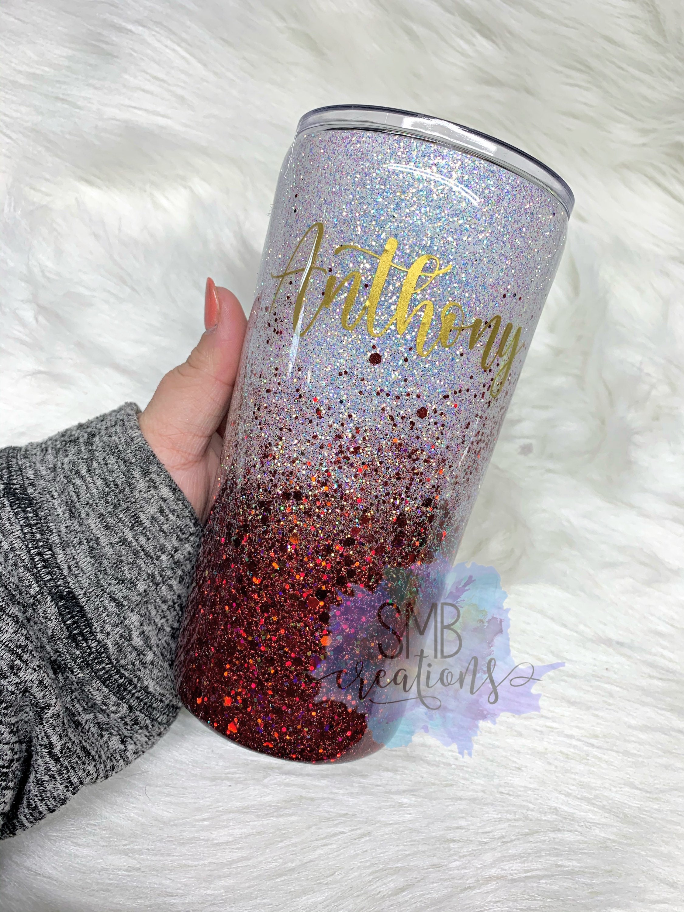 Red and White Glitter Tumbler Sparkle Glitter Dipped Etsy