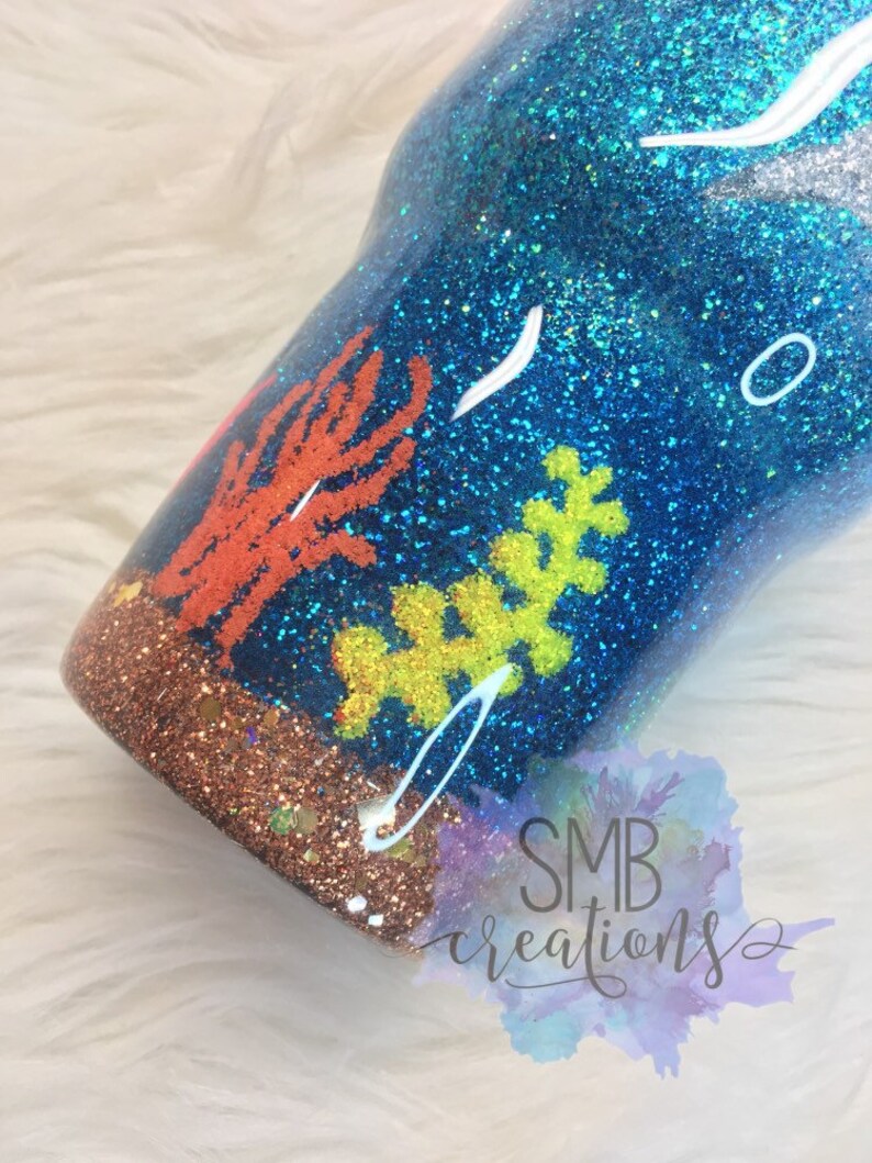 Ocean Scene full glitter tumbler sea turtle dolphin Y ETI Etsy