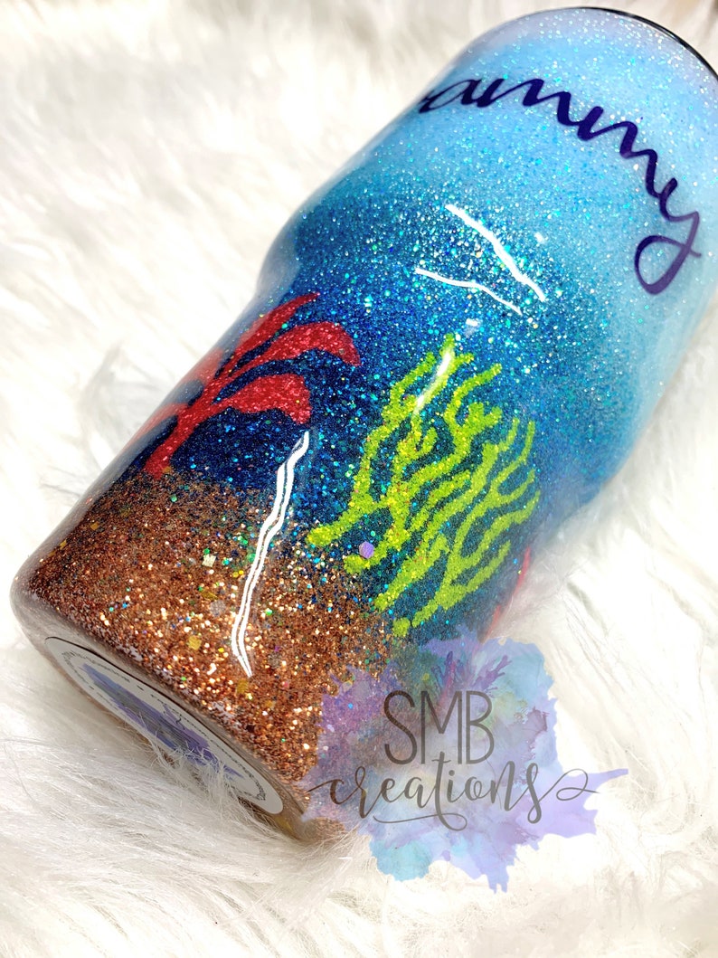 Ocean Scene full glitter tumbler sea turtle dolphin Y ETI Etsy