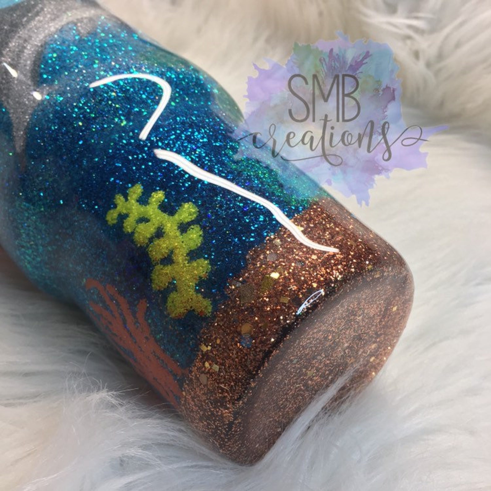 Ocean Scene full glitter tumbler sea turtle dolphin Y ETI Etsy