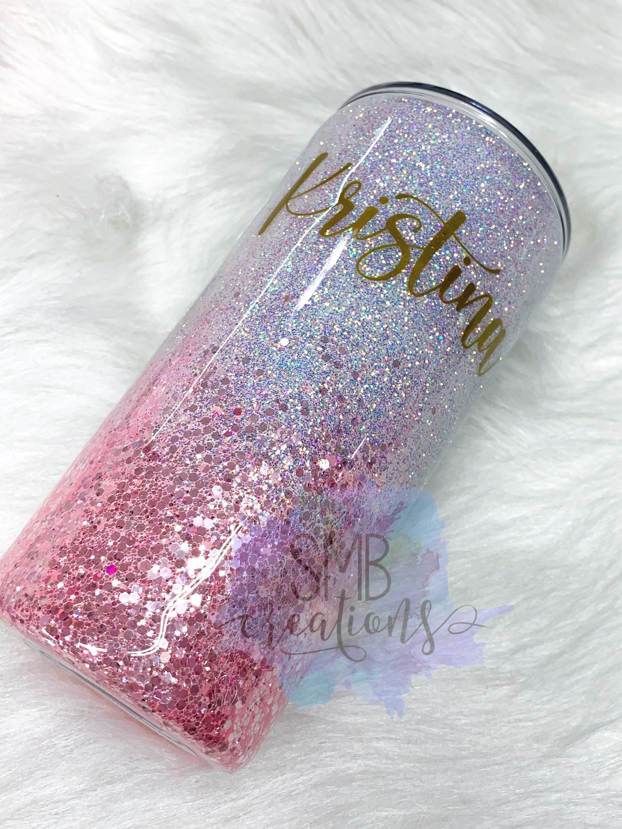 Perfectly Pink and White Glitter tumbler sparkle glitter | Etsy