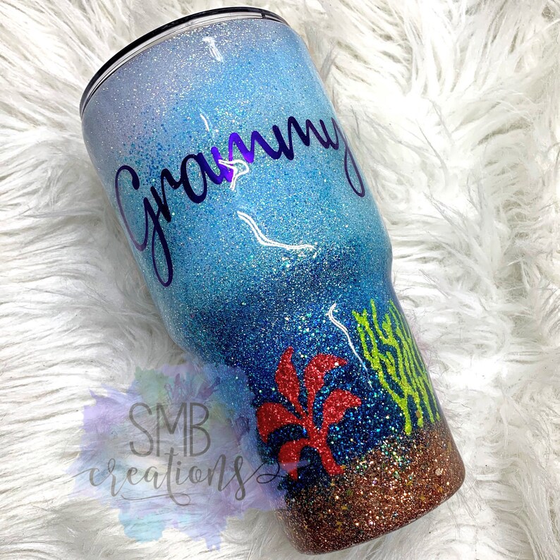 Ocean Scene full glitter tumbler sea turtle dolphin Y ETI Etsy
