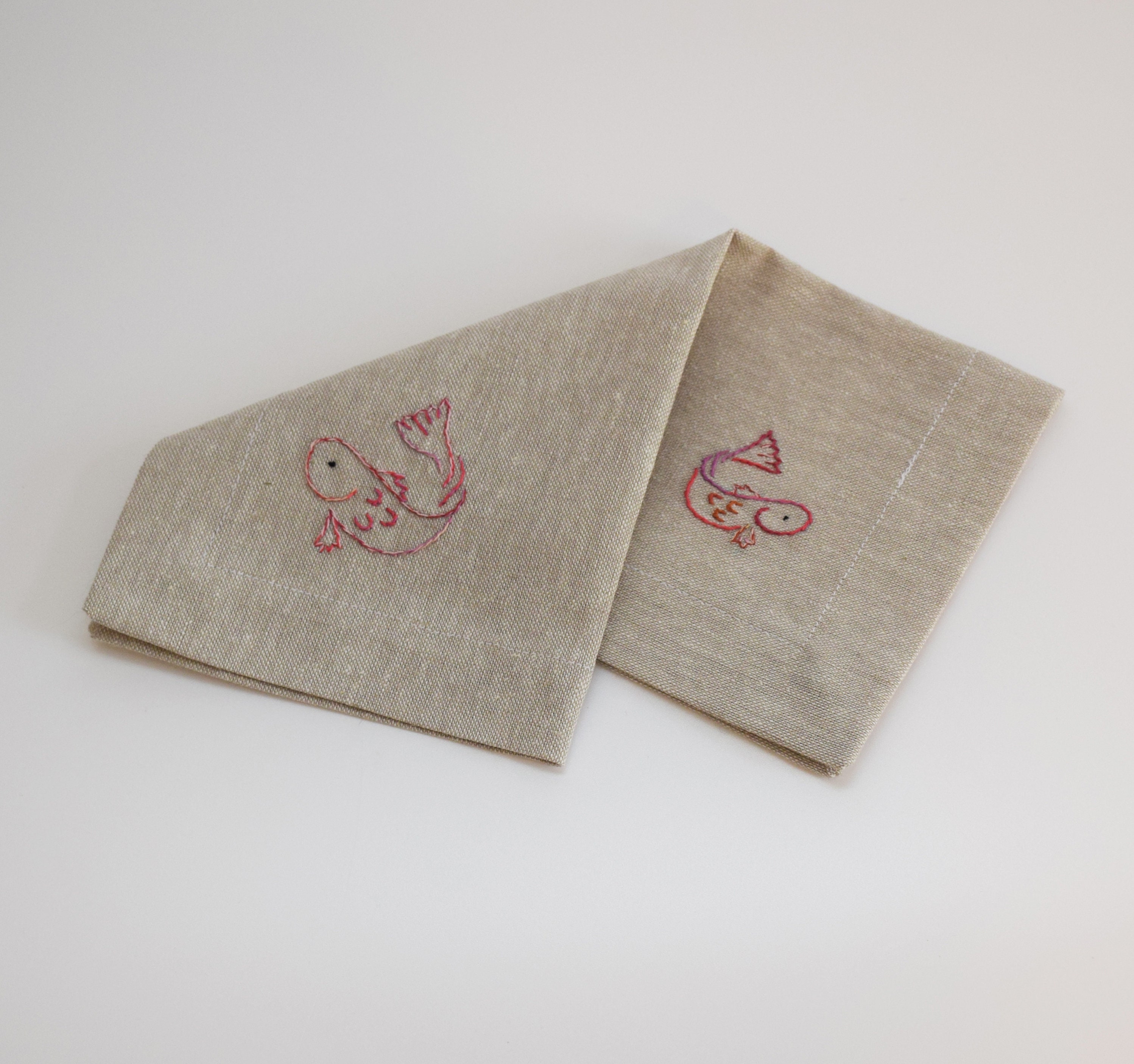 Salmon/trout Cocktail Napkin Set Fish Napkins Hand Etsy