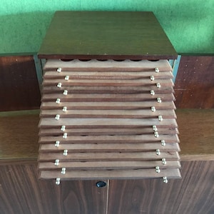 Exquisite Vintage Mid-Century Walnut 14-Drawer Coin Cabinet