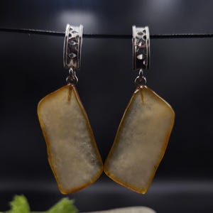 Amber Earrings, Slices amber / Teardrop Amber Earrings / Amber Earrings / Baltic Amber Earrings / Natural Amber Jewelry / gemstone earrings