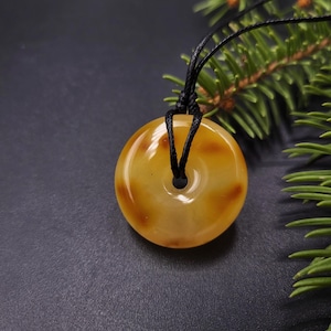 Amber donut pendant, amber pendant, natural Baltic amber, amber jewelry, round amber pendant, amber donut, amber amulet, amber medallion