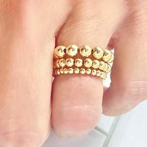 14k Gold Filled Beaded Stacking Ring: Minimalist Jewelry