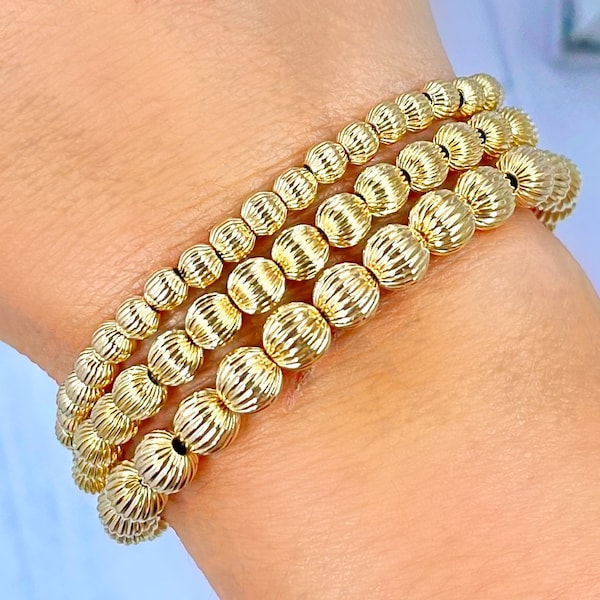 14k Gold Filled Beaded Stretch Bracelet or Anklet