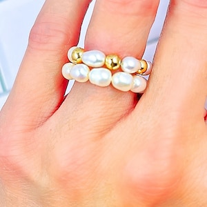 14k gold filled and Cultured pearl ring