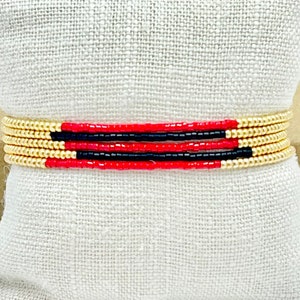 black red and gold miyuki seed bead stretch wrap bracelet/necklace. UGA