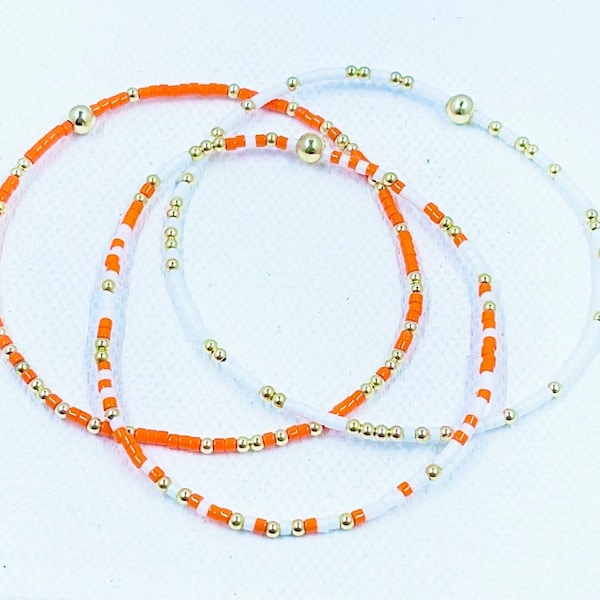 Tennessee Gameday bracelets. 14k gold filled, orange and white miyuki seed beads. The perfect graduation gift!
