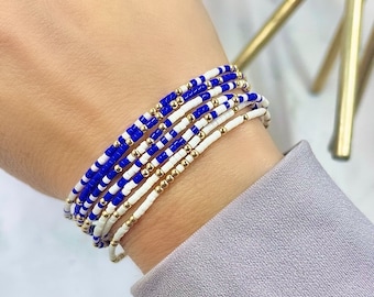 Royal Blue Seed Bead Bracelet: 14k Gold Filled Stacking Bracelets