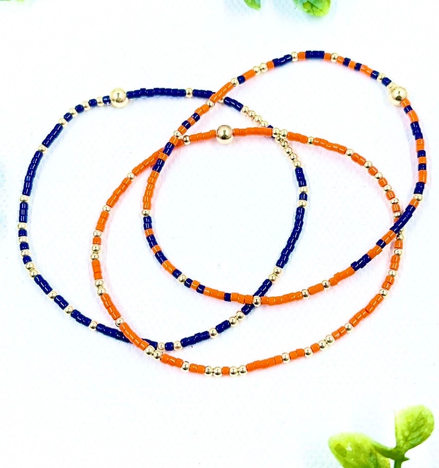 Alphabet bead, Orange with white letter bead, 7mm round letter