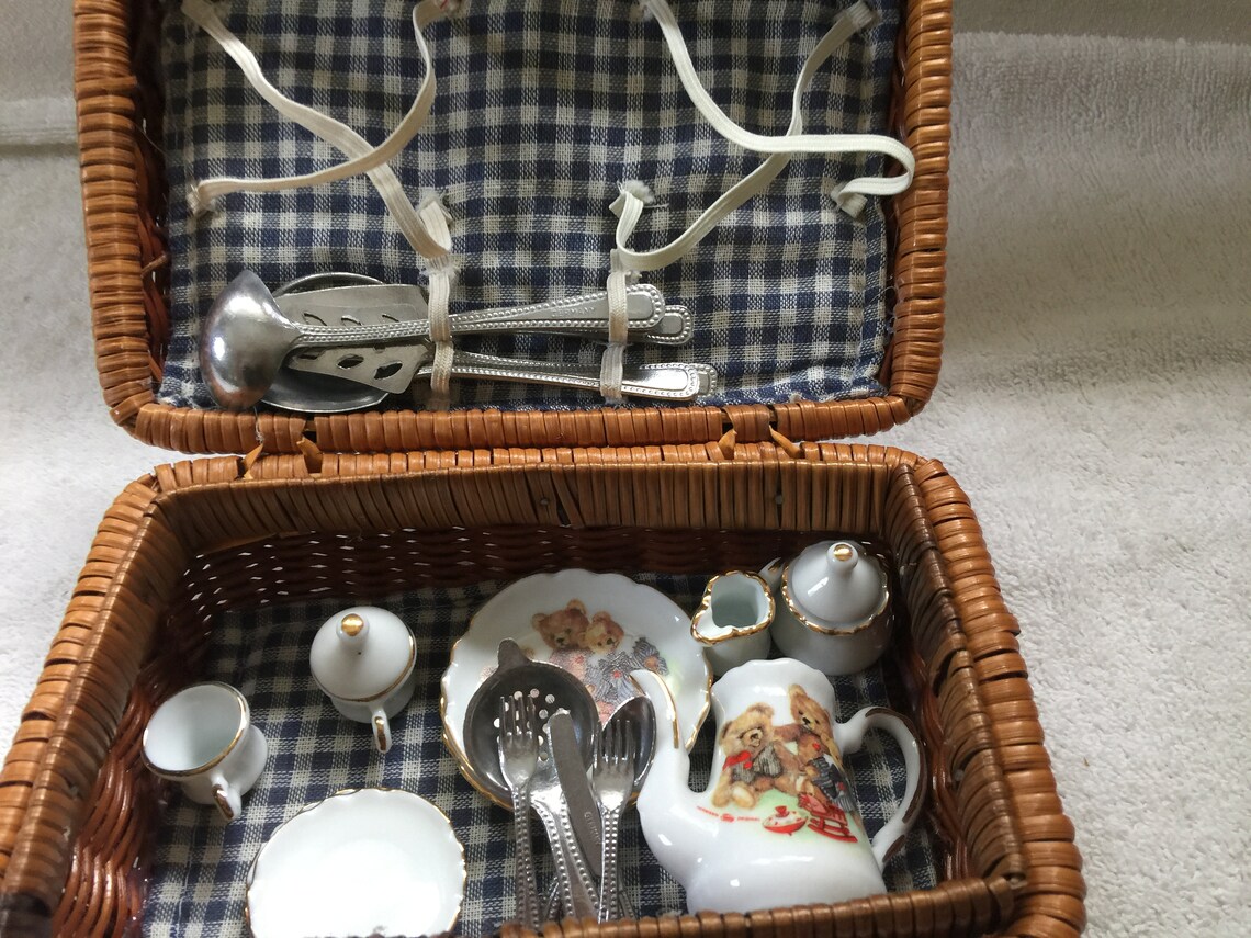 Miniature Steif Bear Picnic Basket Made by Reutter Germany Etsy