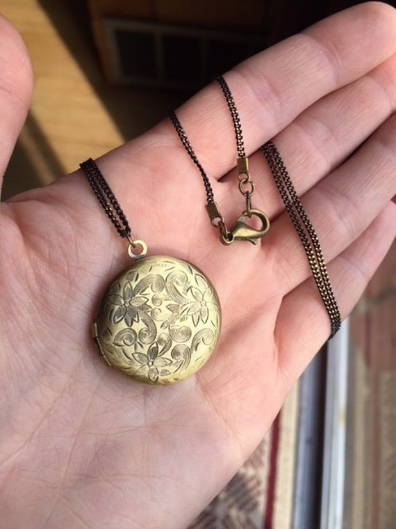 Brass locket necklace discount
