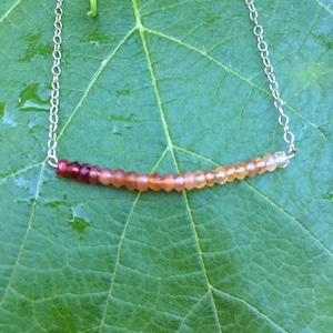 Short Gold Necklace with Mexican Fire Opal Beads