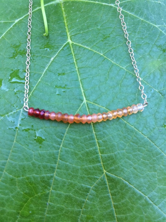 Short Gold Necklace with Mexican Fire Opal Beads