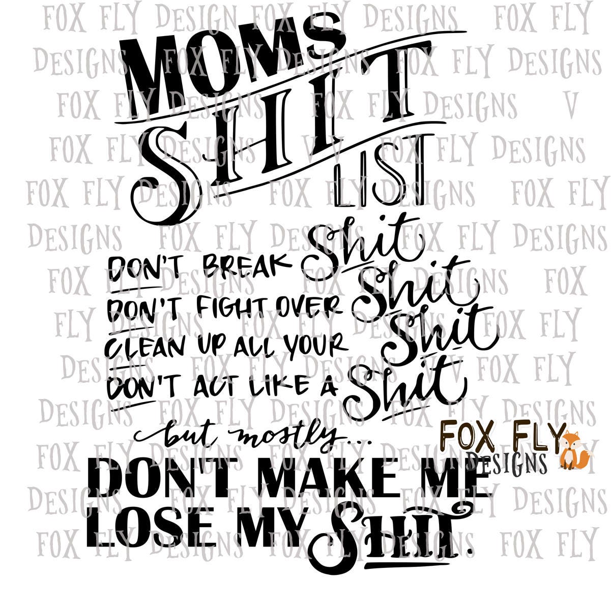 Download Moms Shit List SVG Cricut Silhouette from FoxFlyDesigns on Etsy Studio