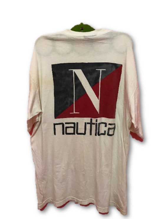 Vintage Nautica Big Logo Spellout Single Pocket Tshirt Large Size Made in  Usa 