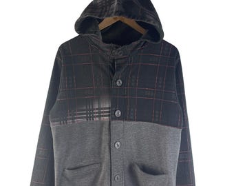 Vintage Semantic Design Plaid Hoodie Cardigan Jacket