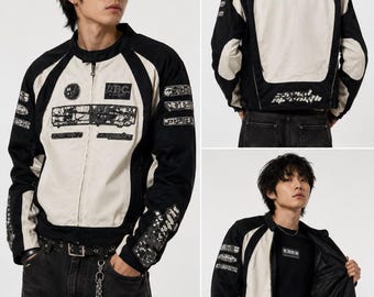 Speed and Strength SS Gear Black White Textile Motorcycle Riding Jacket Men’s M Vintage Y2K