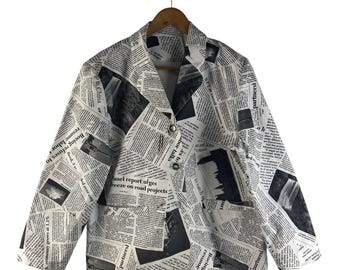 Vintage Japanische Zeitungsdruck Zeitungscollage Jacke