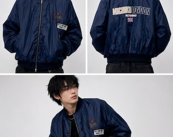 Vintage 90s Michiko London Koshino Tour Bus Service “Wet or Dry” Nylon Bomber Jacket