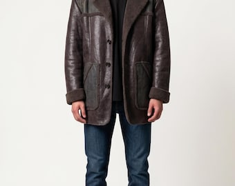 Vintage Castelbajac Sport Faux Shearling Leder Auto Mantel Jacke