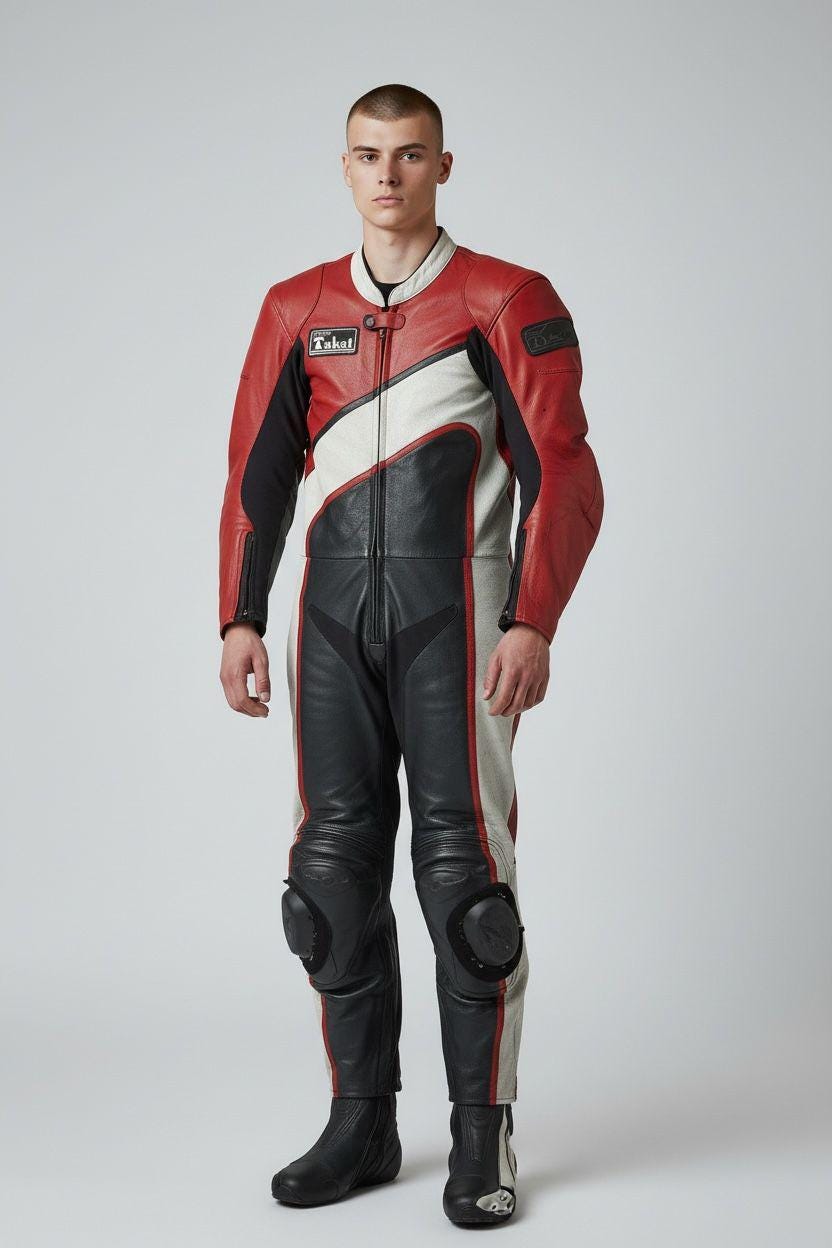 Vintage TAKAI Pro Shop Racing Leather Suit: 1-piece Motorcycle