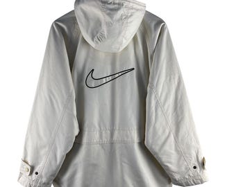 Vintage Nike windjack met grote swoosh en capuchon