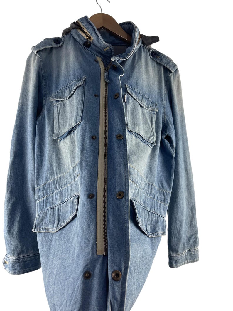 Chaqueta vaquera con capucha Avirex PX estilo militar vintage imagen 14