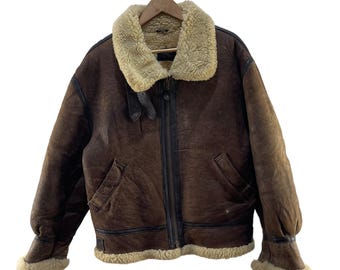 Vintage US Army Air Force Type B 3 Sheep Skin Leather Jacket