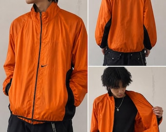 Vintage Y2K Nike Clima-FIT Orange Black Lightweight Running Windbreaker Jacket Men’s M