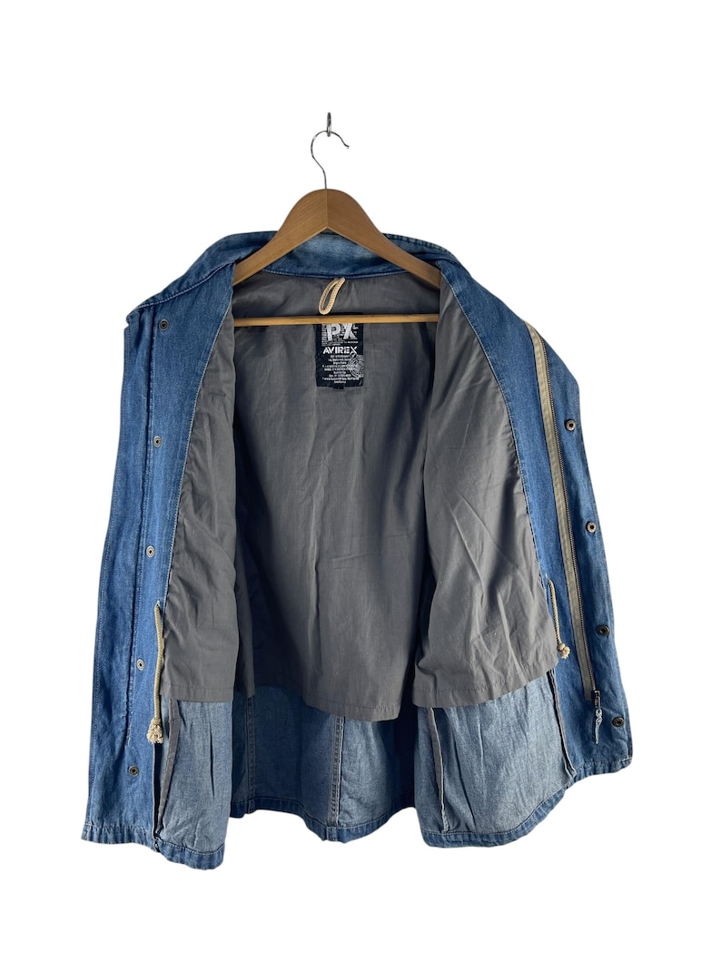 Chaqueta vaquera con capucha Avirex PX estilo militar vintage imagen 3