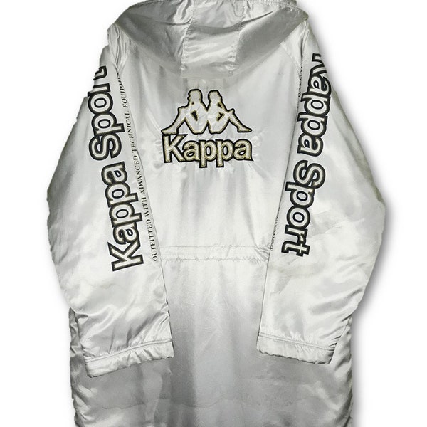 Vintage KAPPA Long Jacket Big Logo Spellout Hoodies Parka Jacket Large Size Armpit 27”x38”